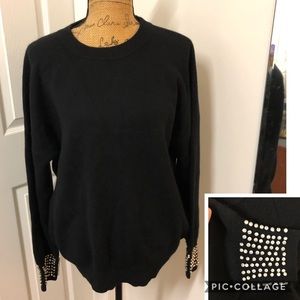💎NWT Cashmere bling sweater black w rhinestones